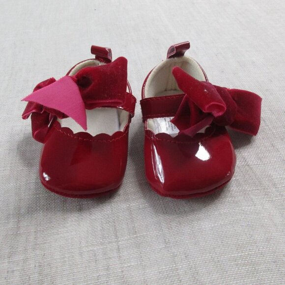 Doudou Et Compagnie Baby Girl Bunny Plush Slippers & Red Bow Dress Shoes 0-6M - Picture 2 of 11